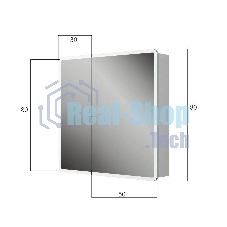 Зеркальный шкаф Bau Stil 80х80, LED подсветка, сенсор, плавное закрывание, оборачиваемый