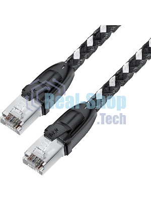 Патч-корд GCR PROF прямой 3.0m, UTP медь cat.6, STRONG черно-белый нейлон, ethernet high speed 10 Гбит/с, T568B, GCR-52778