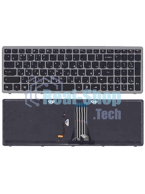 Клавиатура для ноутбука Lenovo G505s Z510 S510 черная с подсветкой c серебристой рамкой