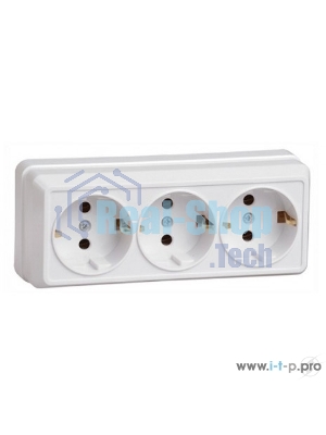 Розетка IEK ERO31-K01-16-DC РС23-3-ОБ 3 местн. с з/к 16А откр.уст. ОКТАВА (белый)