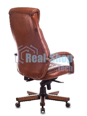 Кресло руководителя Бюрократ T-9924WALNUT светло-коричневый Leather Eichel, кожа, с подголов. крестовина металл/дерево