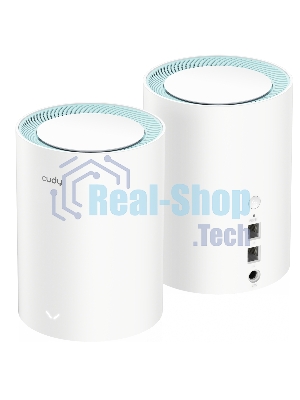 Бесшовный Mesh роутер Cudy M1300 (M1300 2-PACK) AC1200 10/100/1000BASE-TX/Wi-Fi белый (упак.:2шт)