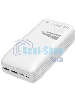 Портативный аккумулятор More choice (4620202550583) PB22-30 с кабелем 2USB 2.1A - 30000mAh белый
