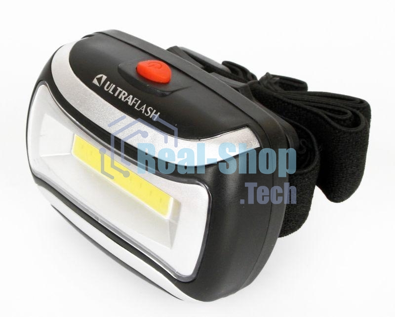Фонарь налобный LED 5380 (3Вт COB LED 3 режима черн. пласт. пакет) Ultraflash 12870