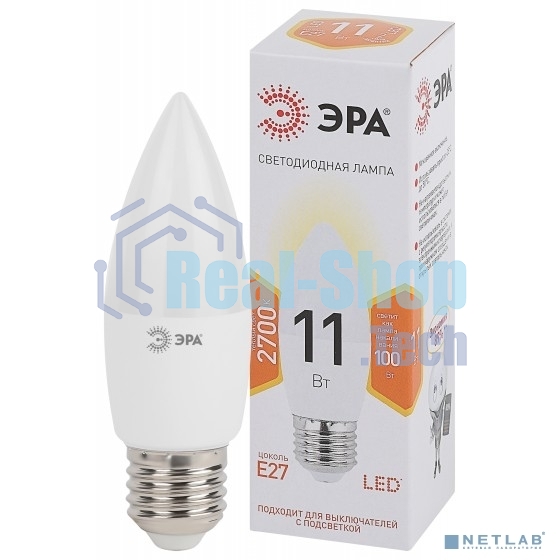 Лампа светодиодная ЭРА LED B35-11W-827-E27 (диод, свеча, 11Вт, тепл, E27)