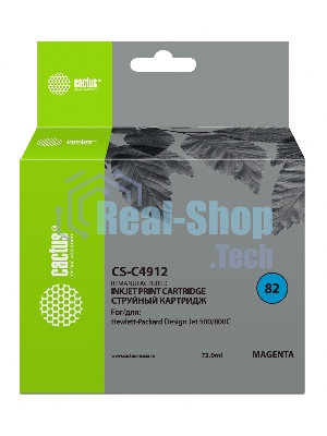 Картридж струйный Cactus CS-C4912 №82 пурпурный (72 мл) для HP Design Jet 500/800C