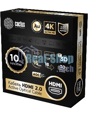 Кабель аудио-видео Cactus CS-HDMI-AOC-2-30 HDMI (m)/HDMI (m) 30м. позолоч.конт. черный