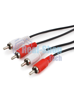 Кабель аудио Cablexpert CCA-2R2R-1.8M-N, 2xRCA/2xRCA, 1.8м, черный, пакет
