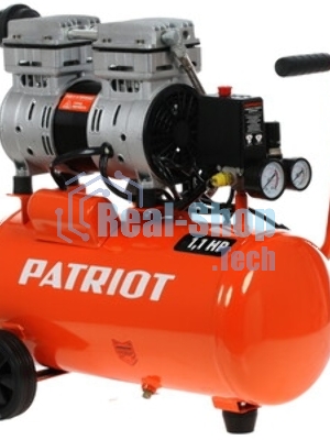 Компрессор Patriot WO 24-160 525306375 Безмасляный; Мощн. 1,1 кВт; Напр. 230В Об. двиг.: 2850 об/мин; Производительность: 160 л/мин; Объем ресивера: 24 л; Давление: 8 бар