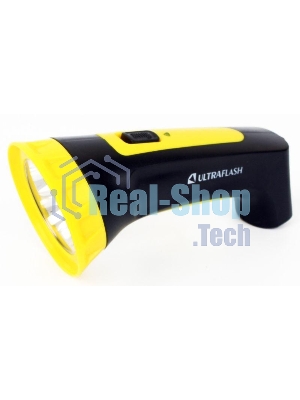 Фонарь LED 3804M (аккум. 220В черный/жел. 4 LED SLA пласт. коробка) Ultraflash 12867