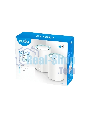 Бесшовный Mesh роутер Cudy M1300 (M1300 2-PACK) AC1200 10/100/1000BASE-TX/Wi-Fi белый (упак.:2шт)