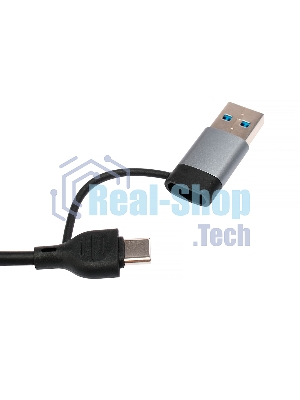 Кард-ридер Type-C/USB-A (3.1) Gembird 5в1: 2xUSB 2.0, USB3.1, SD/TF, кабель 10 см, алюминий