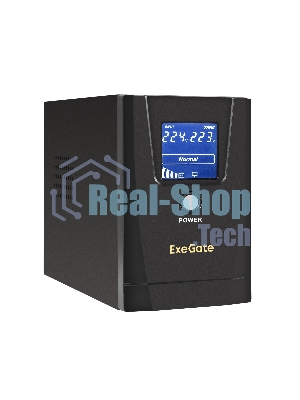 Источник бесперебойного питания ExeGate Power Smart ULB-500.LCD.AVR.2SH 500VA/300W, LCD, AVR, 2*Schuko, металлический корпус, черный