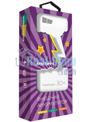 Портативный аккумулятор More choice (4620202550583) PB22-30 с кабелем 2USB 2.1A - 30000mAh белый