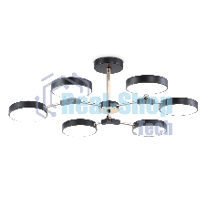 Люстра светодиодная на штанге Ambrella light FL516334/6 BK/FGD черный/золото 108W 3000-6000K D780*210 (без ПДУ)