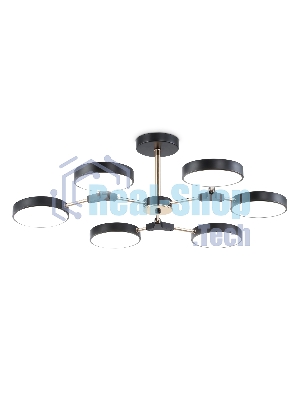 Люстра светодиодная на штанге Ambrella light FL516334/6 BK/FGD черный/золото 108W 3000-6000K D780*210 (без ПДУ)