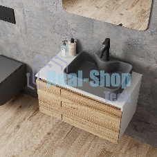 Комплект: тумба Bau Dream Blackwood 80, раковина BAU Cerama 48х37, темно-серая, смеситель Hotel Dream, черный выпуск клик клак черный