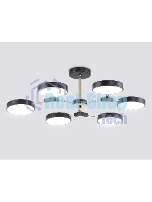 Люстра светодиодная на штанге Ambrella light FL516334/6 BK/FGD черный/золото 108W 3000-6000K D780*210 (без ПДУ)