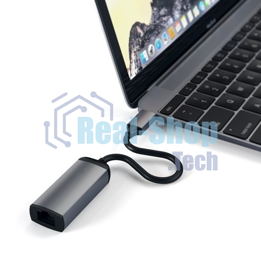 Адаптер Satechi Type-C to Gigabit Ethernet. Поддержка 10/100/1000Mbps Ethernet, серый космос