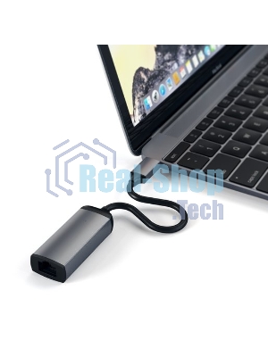 Адаптер Satechi Type-C to Gigabit Ethernet. Поддержка 10/100/1000Mbps Ethernet, серый космос