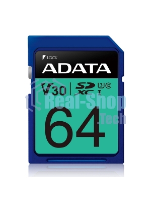 Флеш карта SD ADATA 64Gb ADATA Premier Pro SDXC Class 10 UHS-I U3 V30S 95/60 MB/s