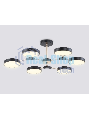 Люстра светодиодная на штанге Ambrella light FL516334/6 BK/FGD черный/золото 108W 3000-6000K D780*210 (без ПДУ)