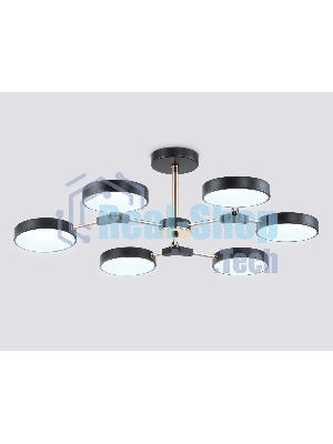 Люстра светодиодная на штанге Ambrella light FL516334/6 BK/FGD черный/золото 108W 3000-6000K D780*210 (без ПДУ)