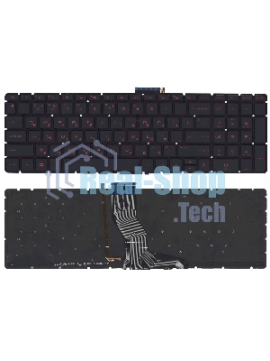 Клавиатура для ноутбука HP Omen 17-W000 черная с красной подсветкой