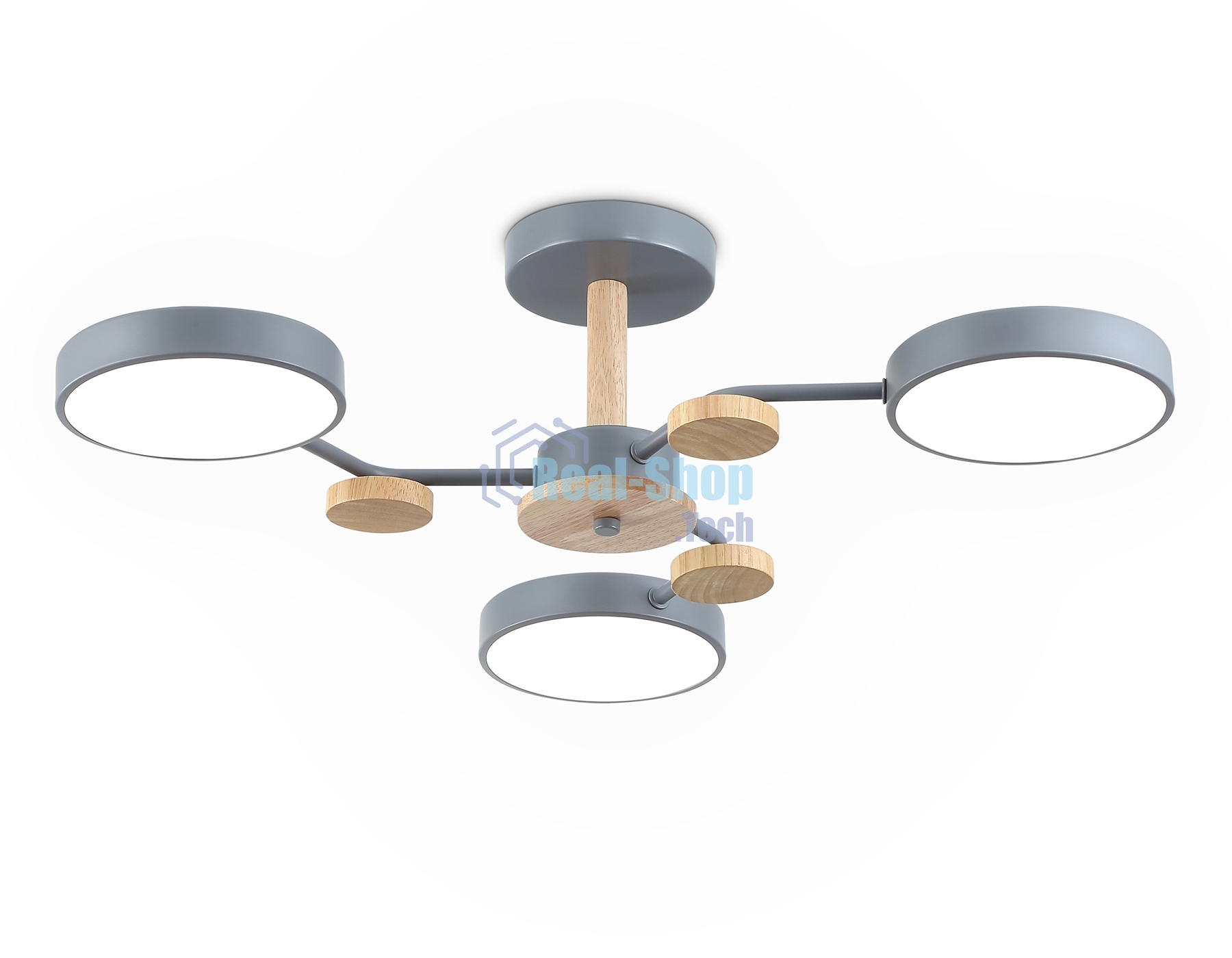 Светильник Ambrella light FL4856/3 GR/WD серый/дерево 54W 3000-6000K D660*170 (без ПДУ)