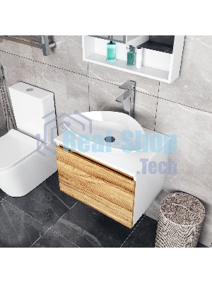 Тумба с раковиной и выпуском (Тумба Bau Dream Blackwood 60, умывальник BAU Triangle 59х39, выпуск клик клак, черный)
