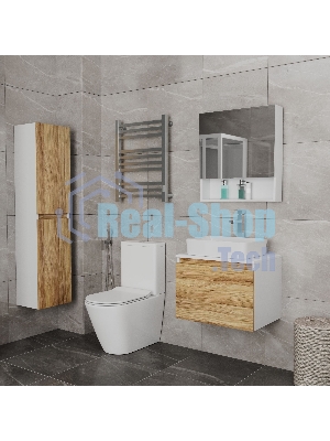 Комплект для ванной, 4 предмета (Тумба Bau Dream Blackwood 60, раковина BAU Hotel 48х37, смеситель для раковины высокий Hotel Still, нержавеющая сталь, выпуск клик клак, хром)