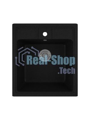 Мойка для кухни BAU Stil Black coal 45х50, выпуск с сифоном в комплекте, черный уголь
