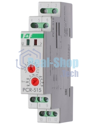 Реле времени PCR-515 (задержка вкл. 230В 2х8А 2перекл. IP20 монтаж на DIN-рейке) F&F EA02.001.006