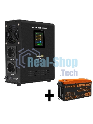 Комплект Источник бесперебойного питания EX295996RUS + батарея 65Aч EX282982RUS 1шт (инвертор, синус, для котла, настенный) ExeGate FineSine SX-800.LCD.AVR.2SH <800VA/500W, чистая синусоида, цветной LCD-дисплей, AVR, 2*Schuko, линейно-интерактивный, крепление настенное/универсальное, черный> + батарея ExeGate HR 12-65 (12В, 65Ач) 1шт