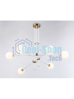 Светитльник Ambrella Light TR2521/6 WH/BS белый/латунь G9/6 max 10W D970*750