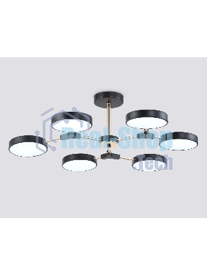 Люстра светодиодная на штанге Ambrella light FL516334/6 BK/FGD черный/золото 108W 3000-6000K D780*210 (без ПДУ)