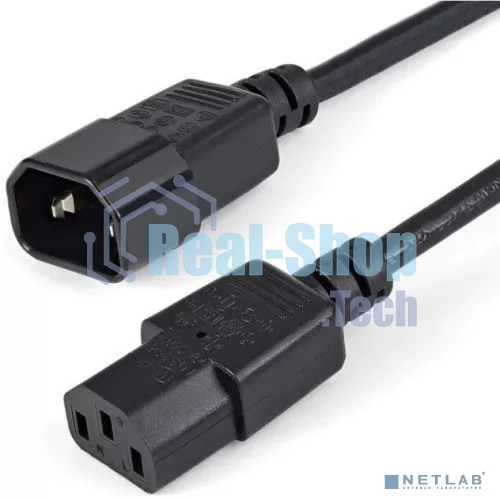 Кабель питания Filum FL-PC10-C13-C14-0.6M С13- C14, 3х0.75мм?, 220В, 10A, чёрный, 0.6 м. [FL-PC10-C13-C14-0.6M]