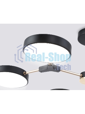 Люстра светодиодная на штанге Ambrella light FL516334/6 BK/FGD черный/золото 108W 3000-6000K D780*210 (без ПДУ)