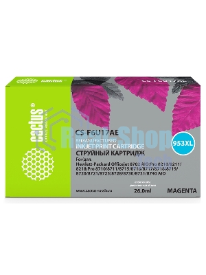 Картридж струйный Cactus CS-F6U17AE (953XL) пурпурный (26 мл) для HP OJ Pro 7740/8210/8218/8710/8715