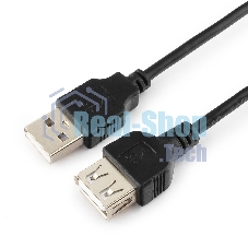 Кабель-удлинитель USB2.0 Cablexpert CC-USB2-AMAF-6B-N, AM/AF, медь, серия Pro, 1.8м, черный, пакет