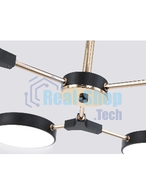 Люстра светодиодная на штанге Ambrella light FL516334/6 BK/FGD черный/золото 108W 3000-6000K D780*210 (без ПДУ)
