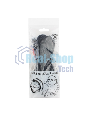 Кабель аудио Cablexpert CCA-2R2R-7.5M, 2xRCA - 2xRCA, 7,5м