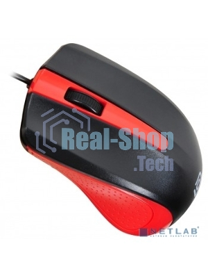 Мышь проводная Oklick 225M черный/красный, 1200 dpi, USB, кнопки - 3