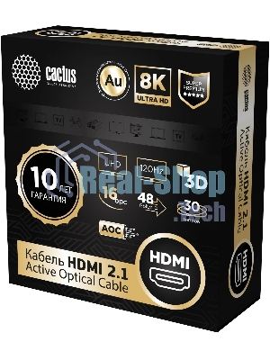 Кабель аудио-видео Cactus CS-HDMI-AOC-2.1-30 HDMI (m)/HDMI (m) 30м. позолоч.конт. черный