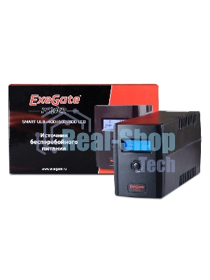 Источник бесперебойного питания ExeGate Power Smart ULB-800 LCD 800VA, черный, 2 евророзетки, USB