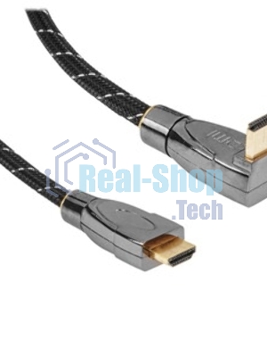 Кабель HDMI Wize WAVC-HDMIRA-7M 7 м., v.2.0b, 19M/19M, 4K/60 Hz 4:4:4, 26 AWG, HDCP 1.4, HDCP 2.2, Ethernet, позол.угловой разъем, экран, черный, пакет
