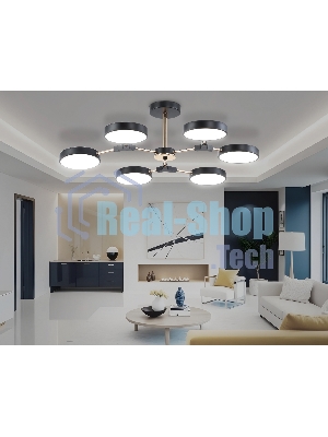 Люстра светодиодная на штанге Ambrella light FL516334/6 BK/FGD черный/золото 108W 3000-6000K D780*210 (без ПДУ)