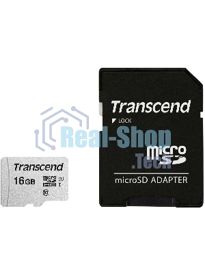 Флеш карта Micro SecureDigital 16Gb TranscendTS16GUSD300S-A MicroSDHC Class 10 UHS-I, SD adapter