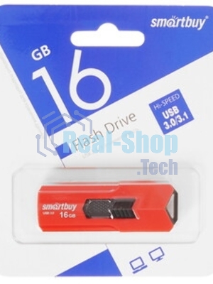 Флешка USB Smartbuy STREAM Red (SB16GbST-R3), 16Gb, USB 3.0, R/W 75/30, красный/черный
