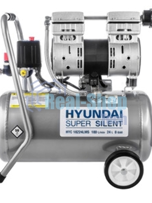 Компрессор поршневой Hyundai HYC 18224LMS безмасляный 180л/мин 24л 1000Вт серебристый